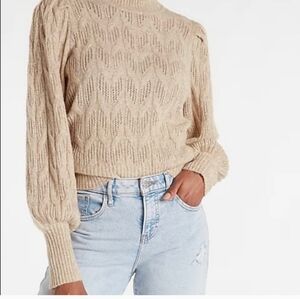 Express Sweater Open Stitch Balloon Sleeve